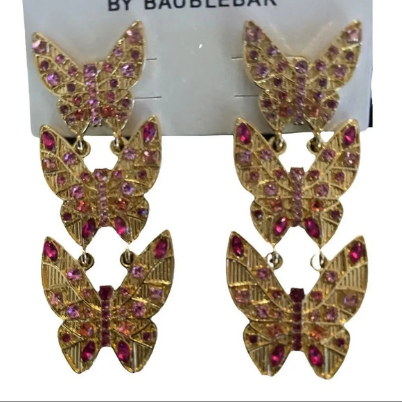 $10 SALE! 
BaubleBar Stacked Metallic Butterfly Drop Earrings - Picture 3 of 4
